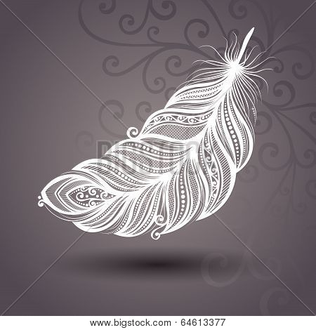 Template with Peerless Feather on Ornate Background