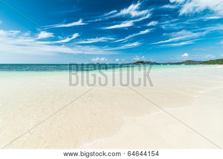 white sand beach with turquoise sea