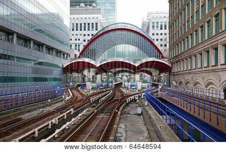 LONDON, UK - APRIL 24, 2014: Canary Wharf DLR docklands station in London