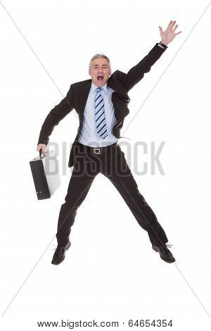 Worried Businessman Hailing A Cab