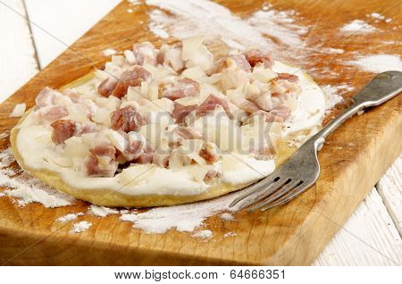 Tarte Flambee With Onion And Bacon