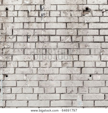 Old Painted White Brick Wall Background
