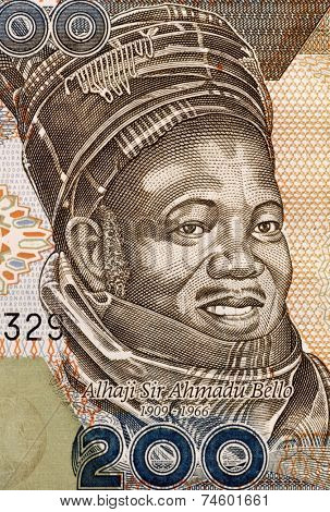 NIGERIA - CIRCA 2011: Ahmadu Bello (1909-1966) on 200 Naira 2011 Banknote from Nigeria. Nigerian politician.
