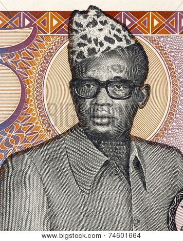 ZAIRE - CIRCA 1985: Mobutu Sese Seko (1930-1997) on 5 Zaires 1985 Banknote from Zaire. President of the Democratic Republic of the Congo during 1965-1997.