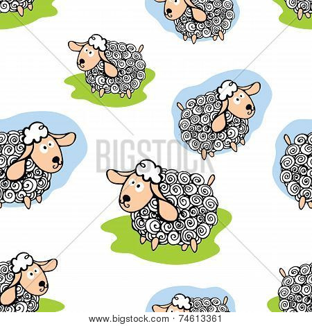 Funny sheep Seamless pattern