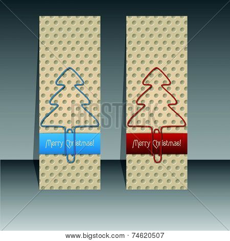 Christmas Label Design With Paperclip Trees