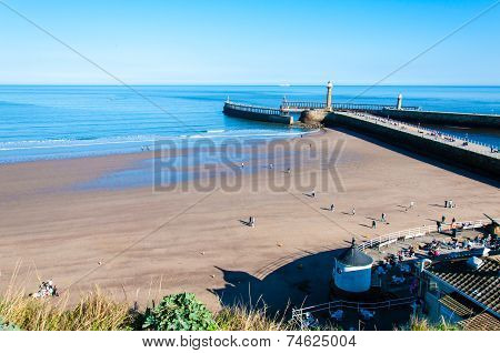 View Of Whitby Beach In A Sunny Autumn Day, UK