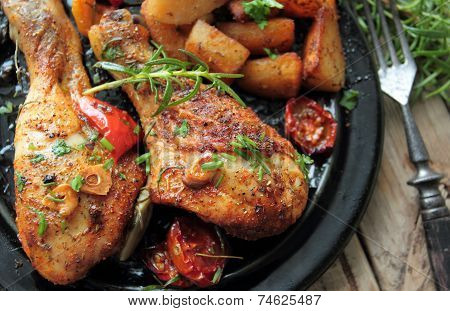 Roasted chicken legs
