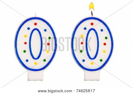 Birthday Candles Number Nil Isolated On White
