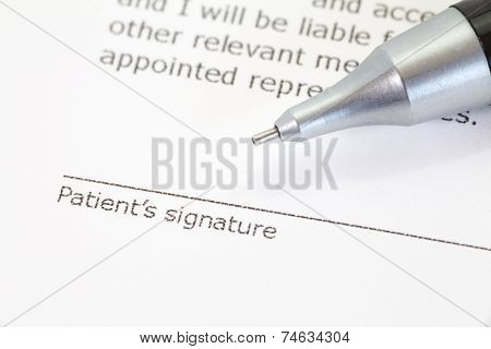 Close - up Patient information form at Patient
