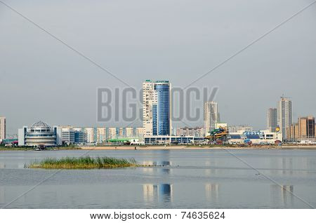 Kazan,Tatarstan,Russia - September 27: View of the river Kazanka and New Savinovskij district.