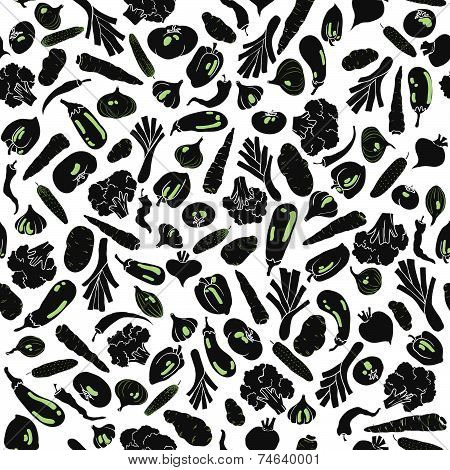 vegetables  black silhouette seamless pattern