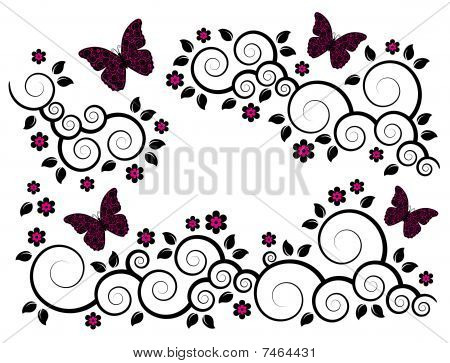 开花的分支和蝴蝶