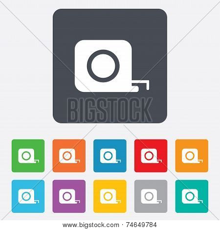 Roulette construction icon. Tape measure symbol.