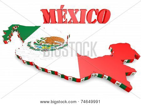 Map Illustration Of Mexico With Flag