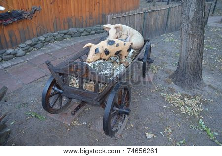 KEV, UKRAINE - OCTOBER 25: exterior and decoration  of  a restaurant  a Forest fairy-tale (Brovarskoy Prospekt) on October 25, 2014 in Kiev,