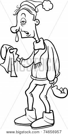 Man With Flu Cartoon Coloring Page