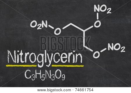 Blackboard with the chemical formula of Nitroglycerin