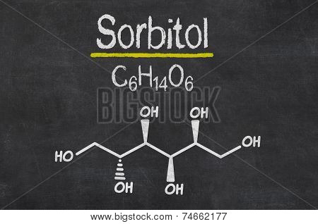 Blackboard with the chemical formula of Sorbitol