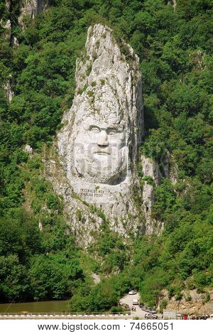 rock sculpture of Decebalus in Iron Gates Natural Park, Romania