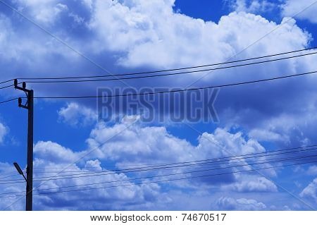 electric wire with the cloud sky