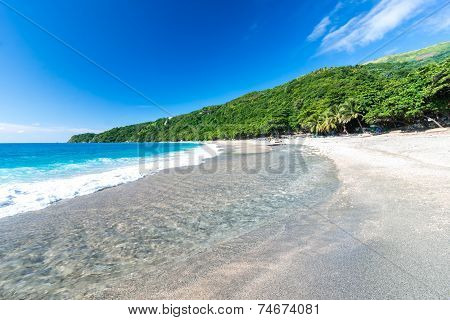 Mouth of the river to the sea on Playa Sana Rafael Beach Barahona Dominican Republic