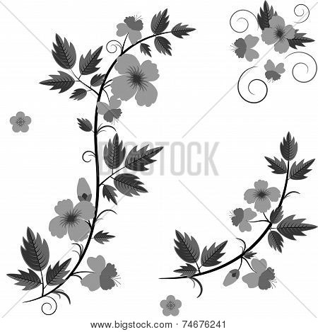 Vector retro floral background with flowers