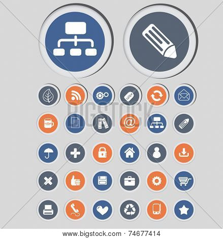 computer, commnunication, technology icons, signs, illustrations set, vector