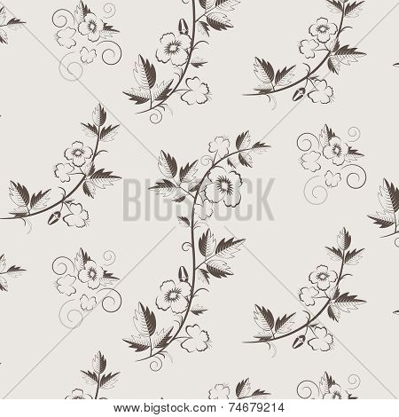 Vector retro floral pattern with flowers