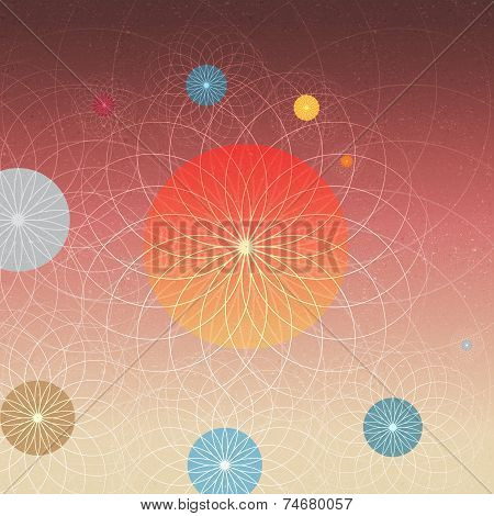 Abstract Solar System Planets and Sun - Vector Illustration