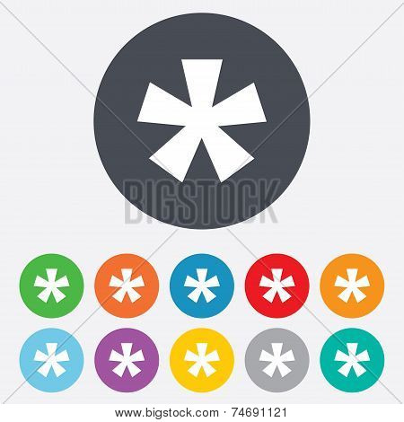 Asterisk footnote sign icon. Star symbol.