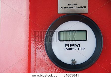 Meters or gauge in crane cabin for measure Maximun load, Engine speed , Hydraulic pressure