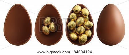 chocolate Easter eggs on white background