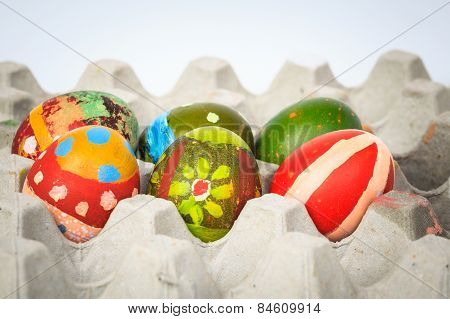 Painted Easter Eggs For Festival Event On Crate