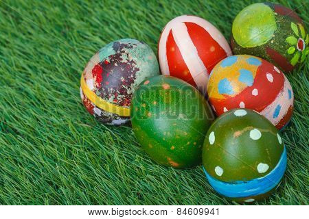 Happy Easter Eggs Festival Event On Grass,can Use As Background.