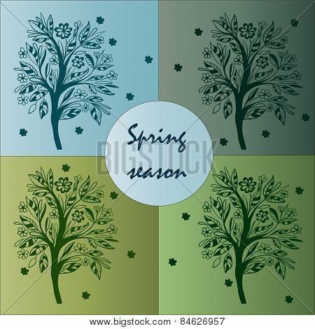 card spring season with patterned tree