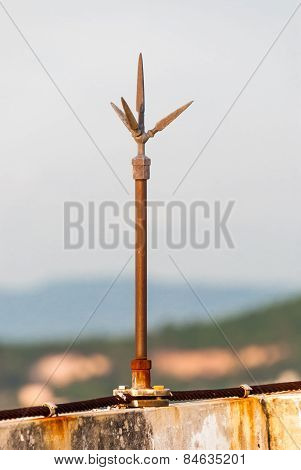 Lightning Rod On Rooftop