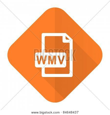 wmv file orange flat icon  