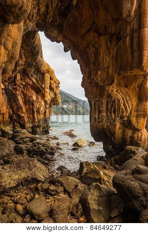 Rock Formations On The Beach  In Loutra Edipsou, Evia, Greece