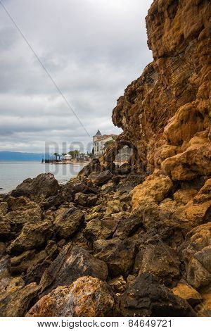 Rock Formations On The Beach  In Loutra Edipsou, Evia, Greece