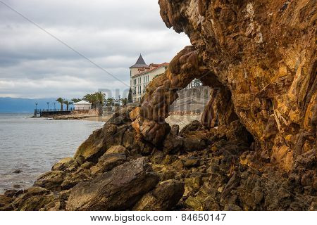 Rock Formations On The Beach  In Loutra Edipsou, Evia, Greece
