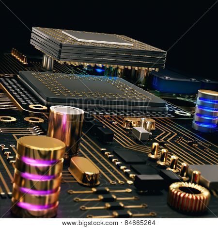 Electronic Circuit Chip On Pc Board