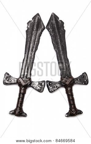 Medieaval swords isolated on the white