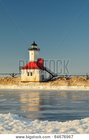 Lighthouse on Frozen Canal