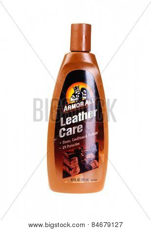 Hayward, CA - February 23, 2015:  Bottle of Armor All brand Leather care, cleaner and conditioner -Illustrative Editorial
