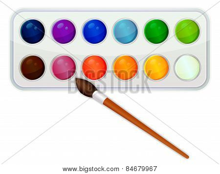 Watercolor Paint Icon With Brush