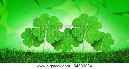 Grass against shamrock pattern
