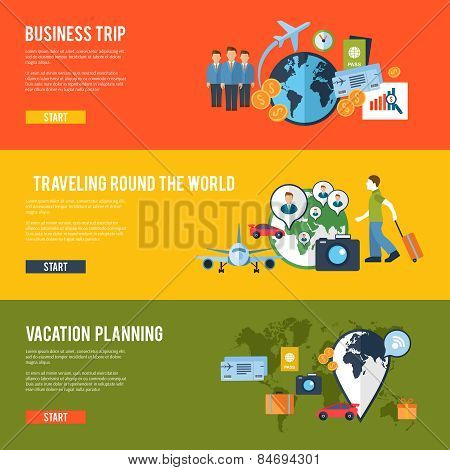 Travel concept flat banners