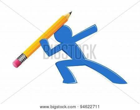 Man Figure Throwing Pencil