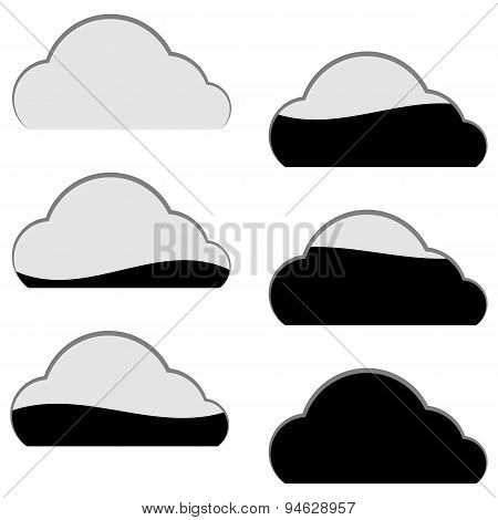 Cloud Computing Storage Icon Filled Part Portion Download Upload Set